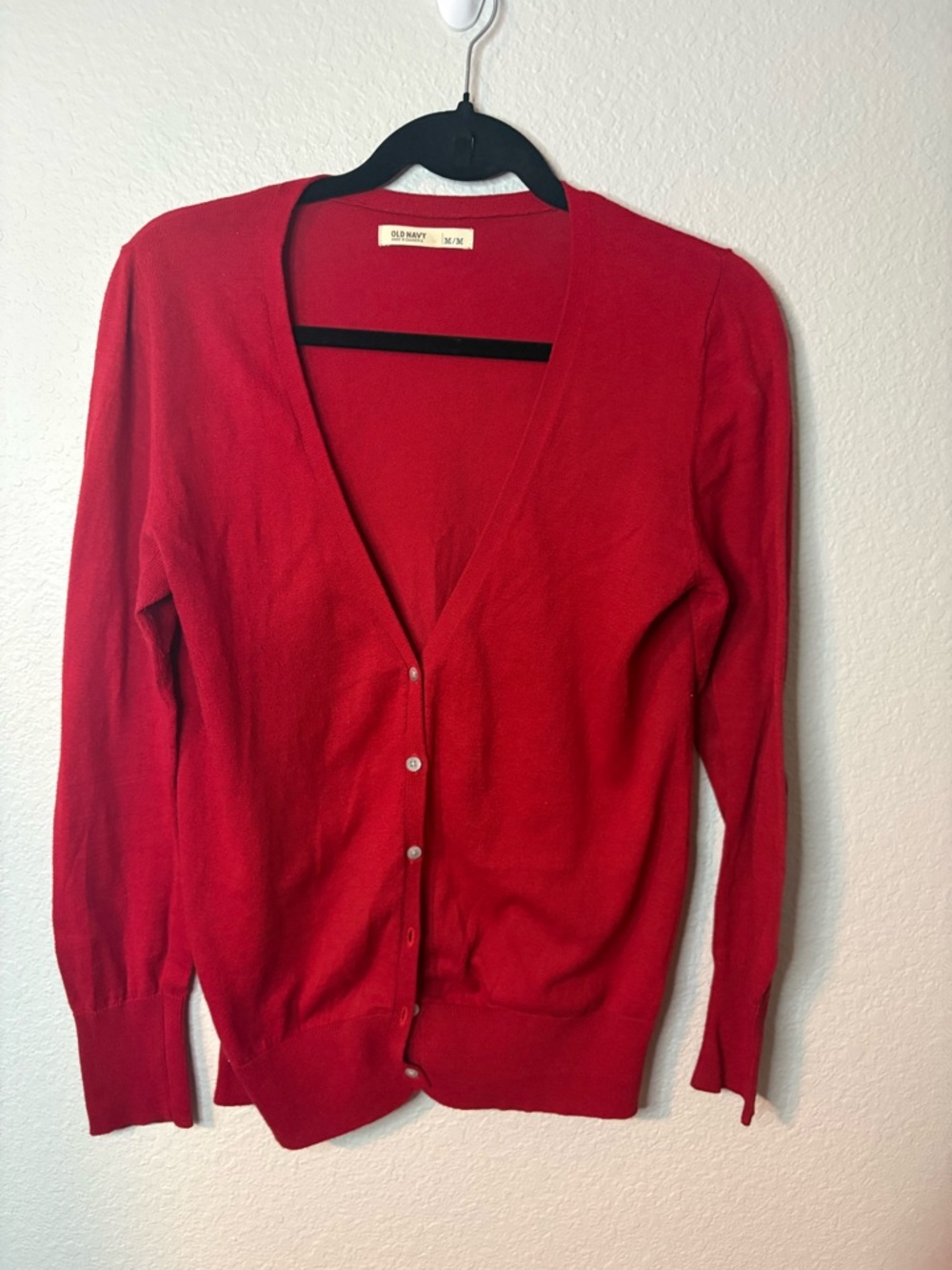 Old Navy Bright Red V-Neck Button Cardigan